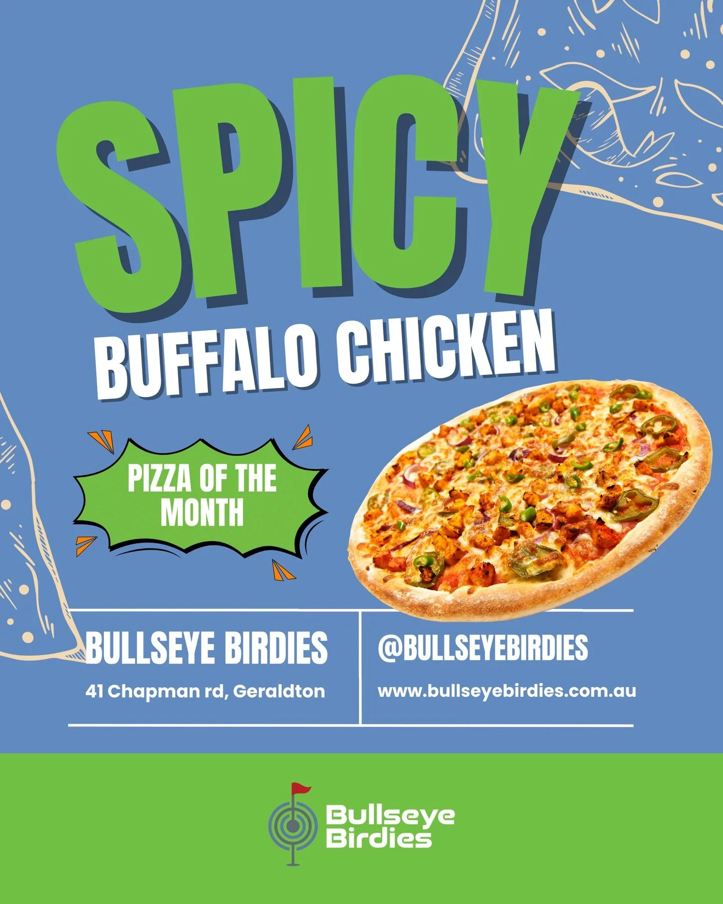 We&rsquo;re bringing the heat AND the sweet this month @bullseyebirdies 😏🔥

PIZZA OF THE MONTH
🍕 Spicy Buffalo Chicken Pizza

COCKTAIL OF THE MONTH
🍸 French Martini

Trust us&hellip; you&rsquo;ll want both 🤝

We are OPEN WEDS-SUN this week so co