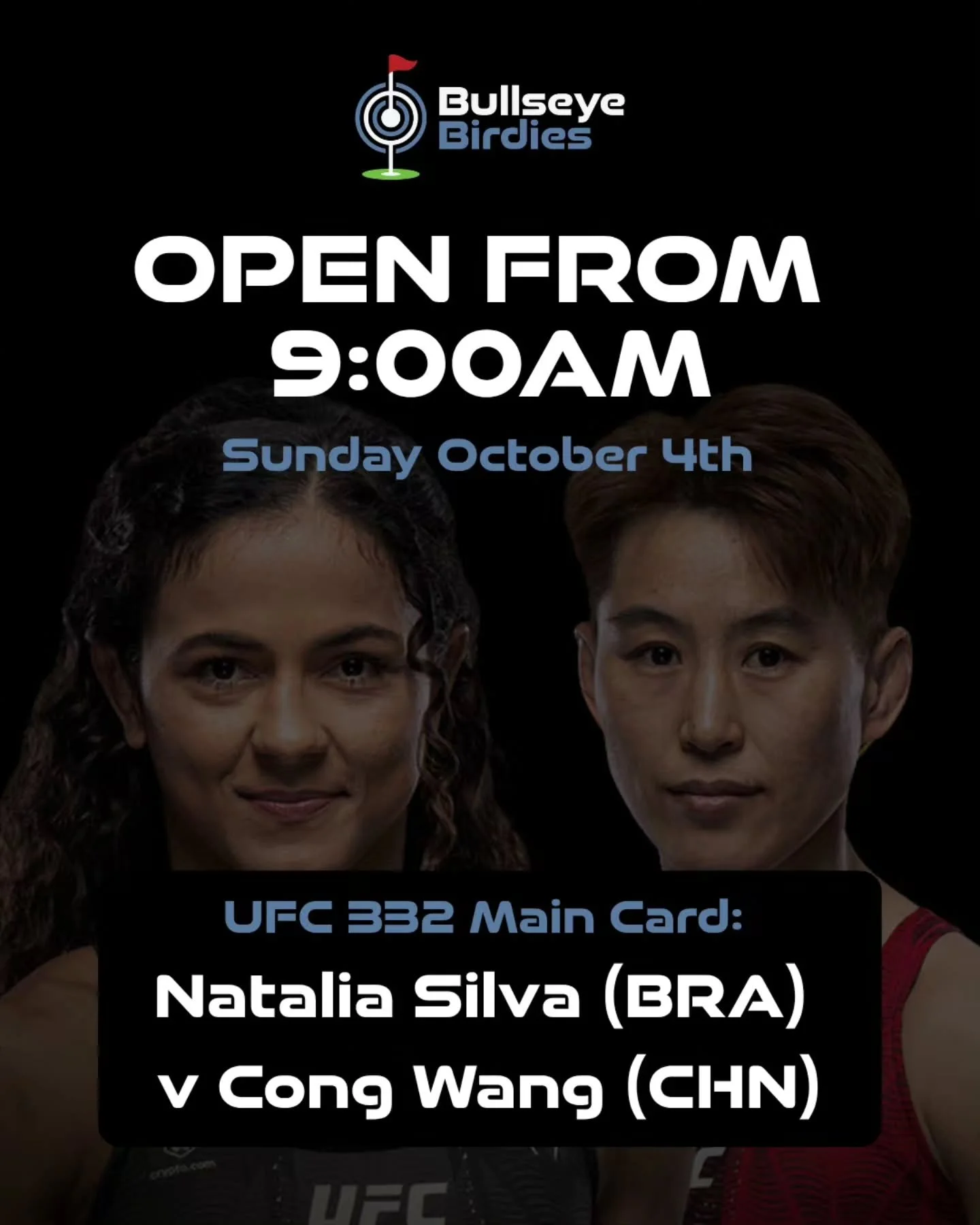 🥊UFC 332 Main Card: Natalia Silva (BRA) v Cong Wang (CHN)🥊

Bullseye Birdies is open from 9.00AM for all your UFC action! 🎯

#UFC #Geraldton #bullseyebirdies
