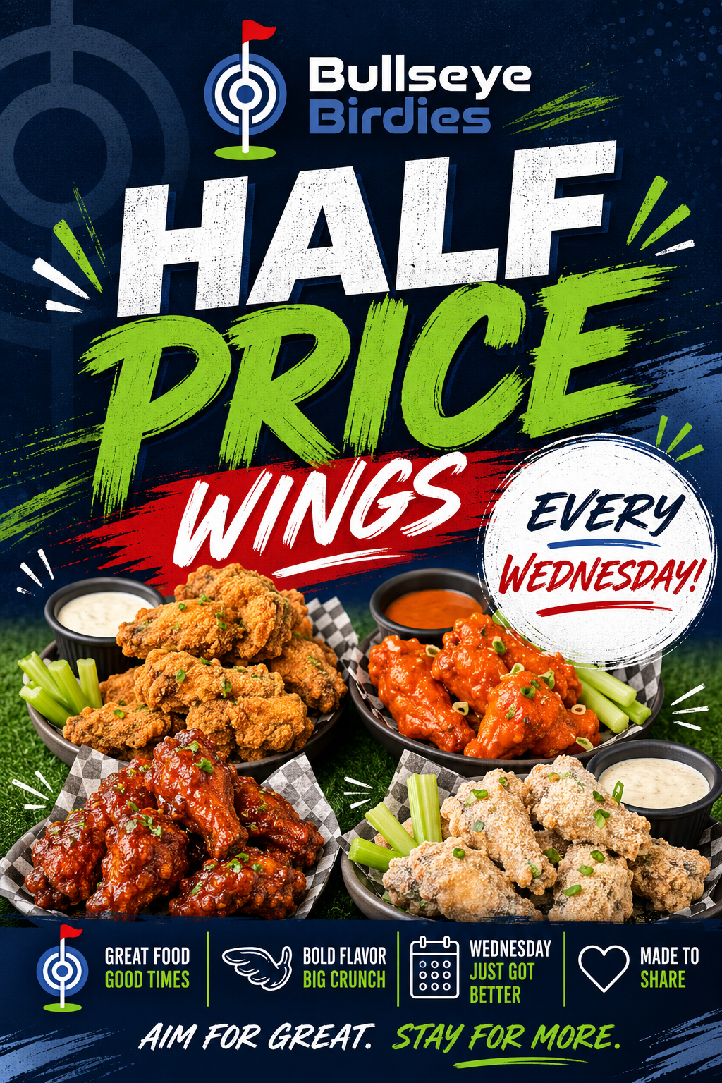 HALF PRICE WINGS EVERY WEDNESDAY