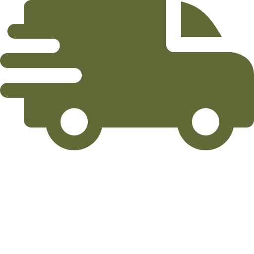Silhouette of a moving delivery truck in green.