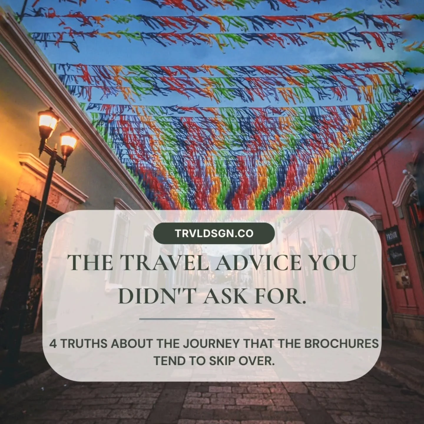 The travel advice you didn&rsquo;t ask for:
4 truths about the journey that the brochures tend to skip over. ✈️ 

The truth is: the most meaningful parts of travel are rarely the polished postcard moments. They are the moments that remind you that yo