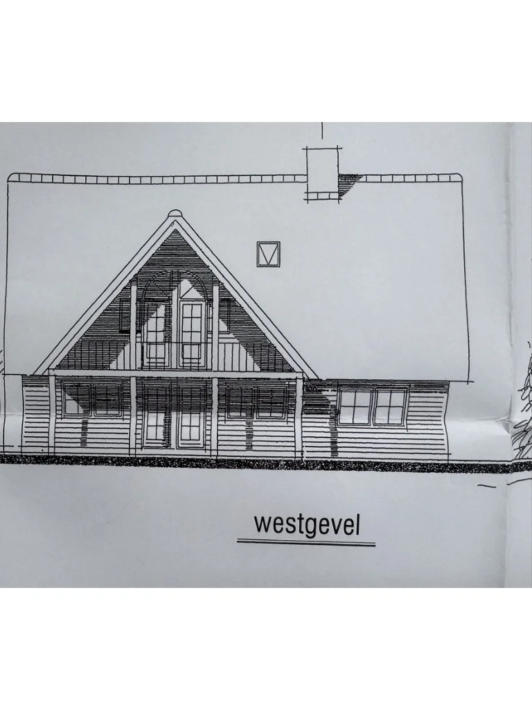 Architectural drawing of a house front elevation labeled 'westgevel'.