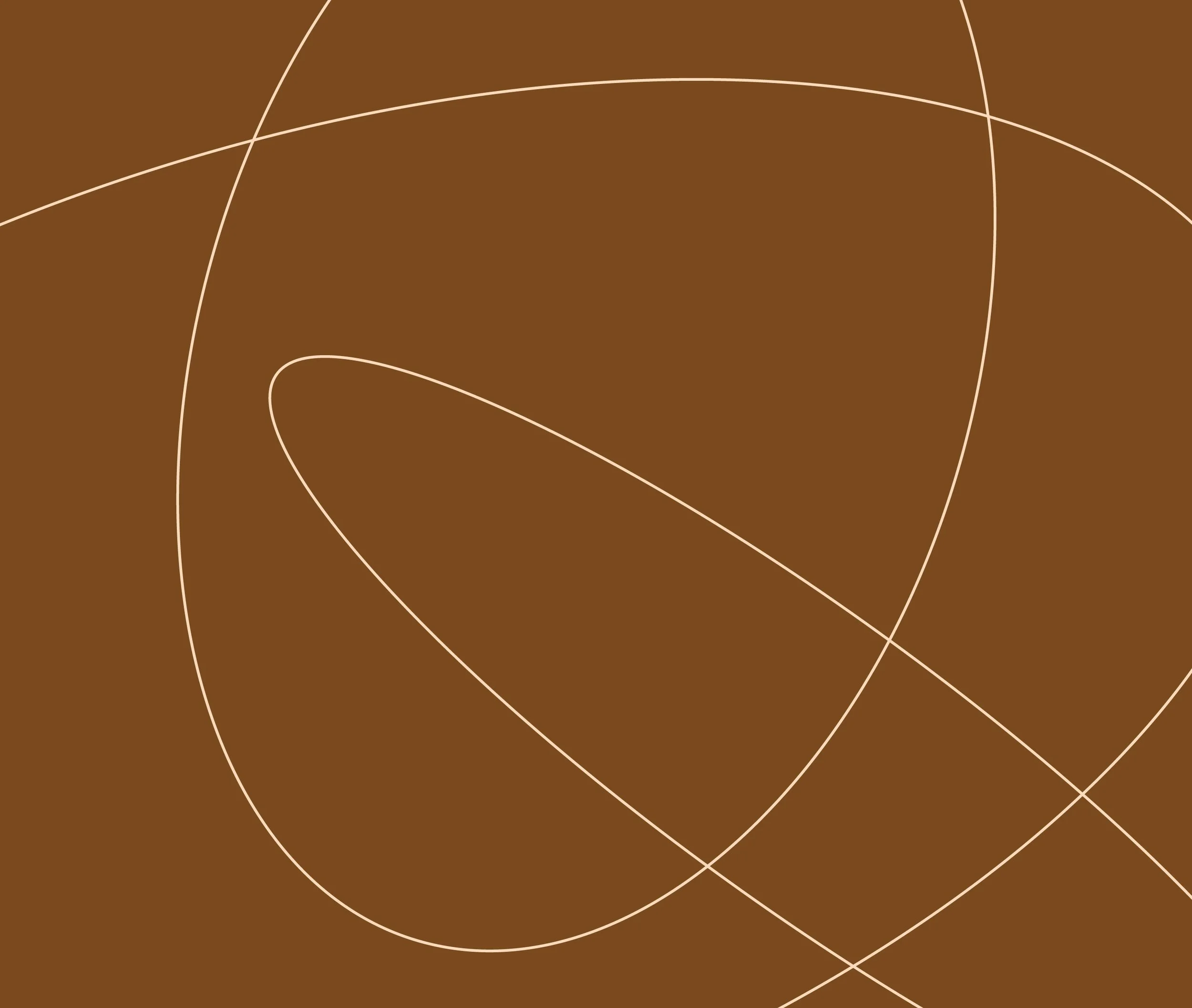 An abstract graphic with a brown background and white curved lines creating shapes.