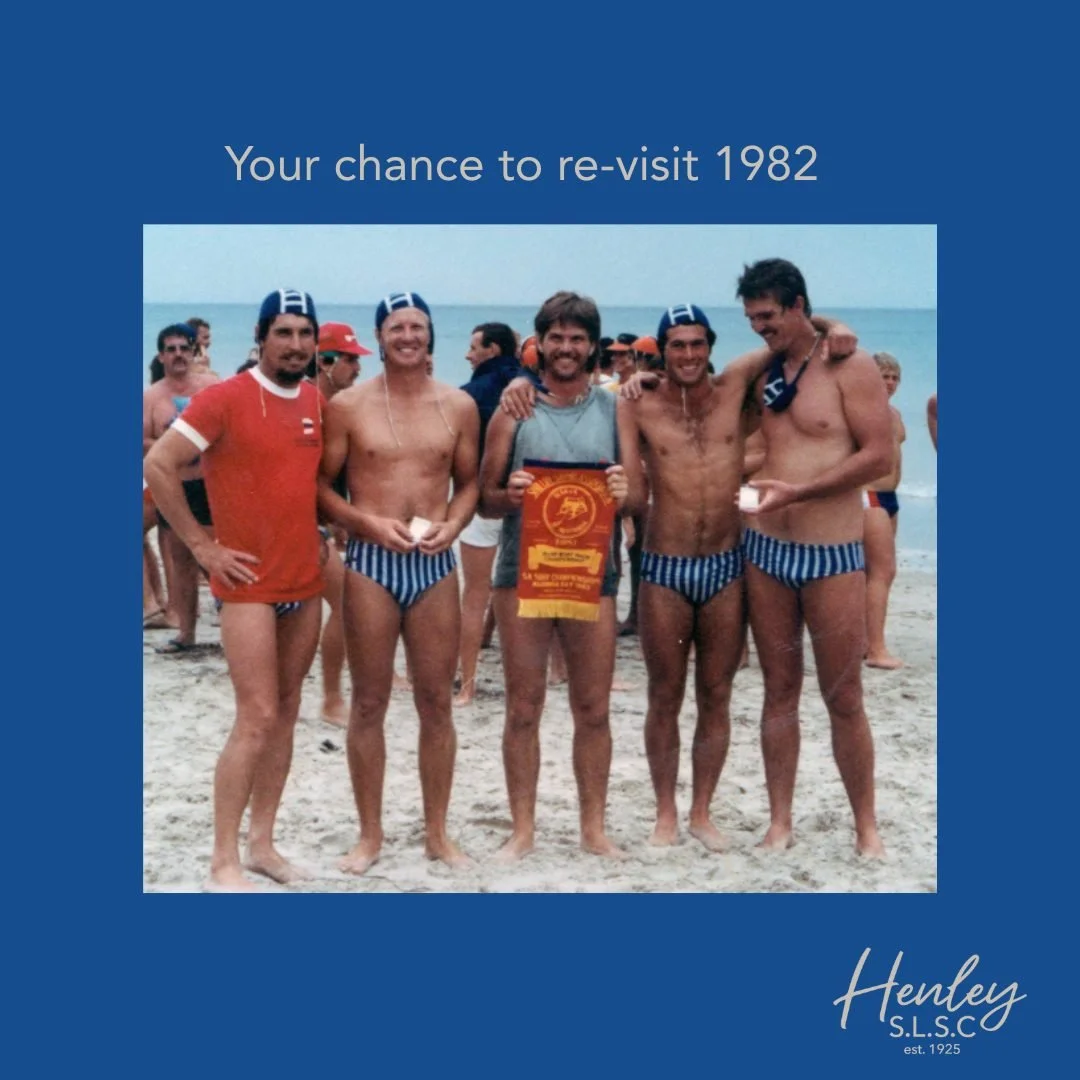 🏆 THINK BACK TO 1982 

‣ Malcolm Fraser is Prime Minister 
‣ Sons and Daughters premiers on the Seven Network 
‣ The Commonwealth Games takes place in Brisbane 
....and this motley crew wins the Men's Open Surf Boat comp at Aldinga. 

Wanna get the 