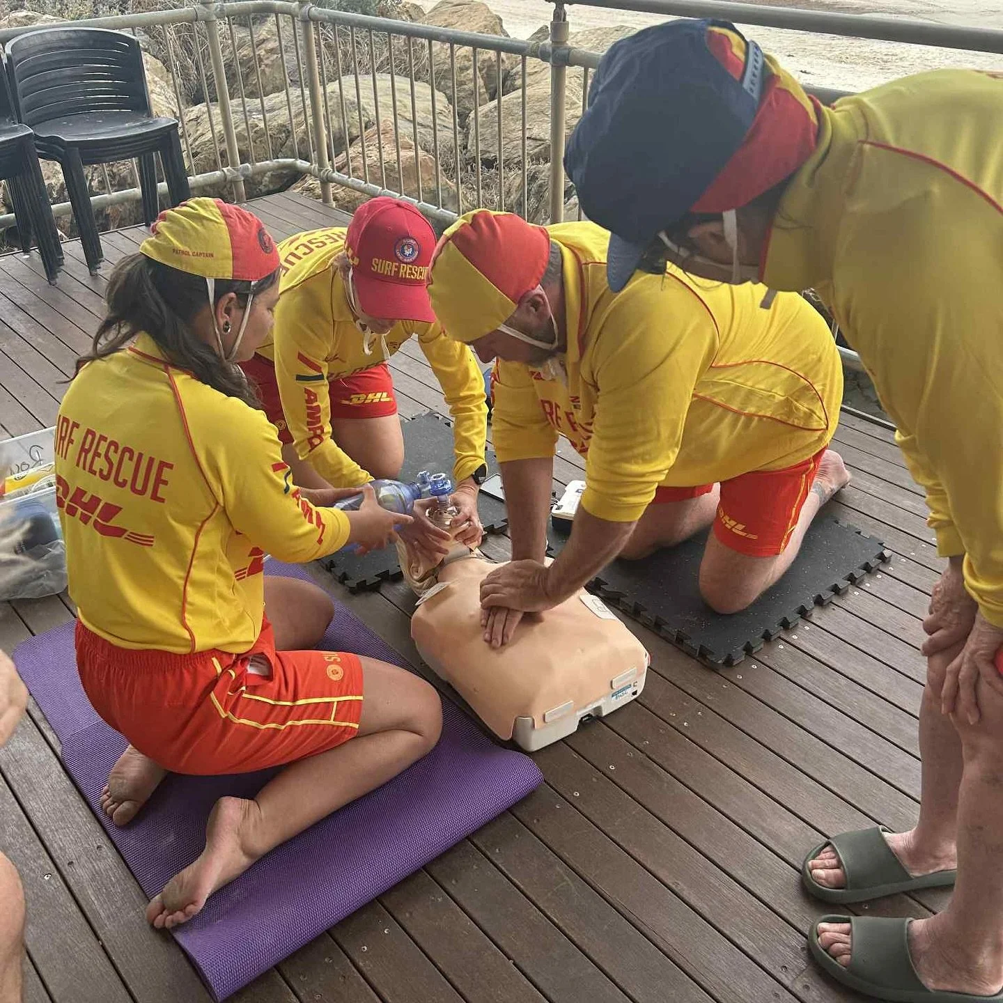 No such thing as too much CPR practice ❤️ 
Purple Patrol getting it done today at Henley Beach 💜