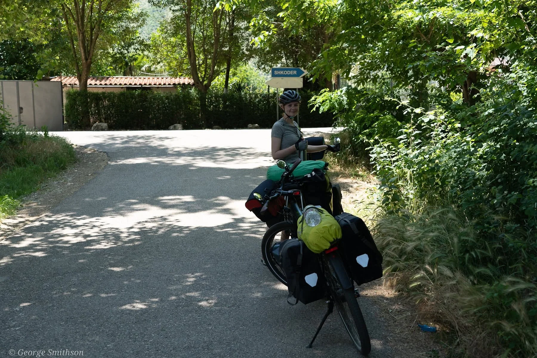 Taking a break in Albania on our European Bike Tour.