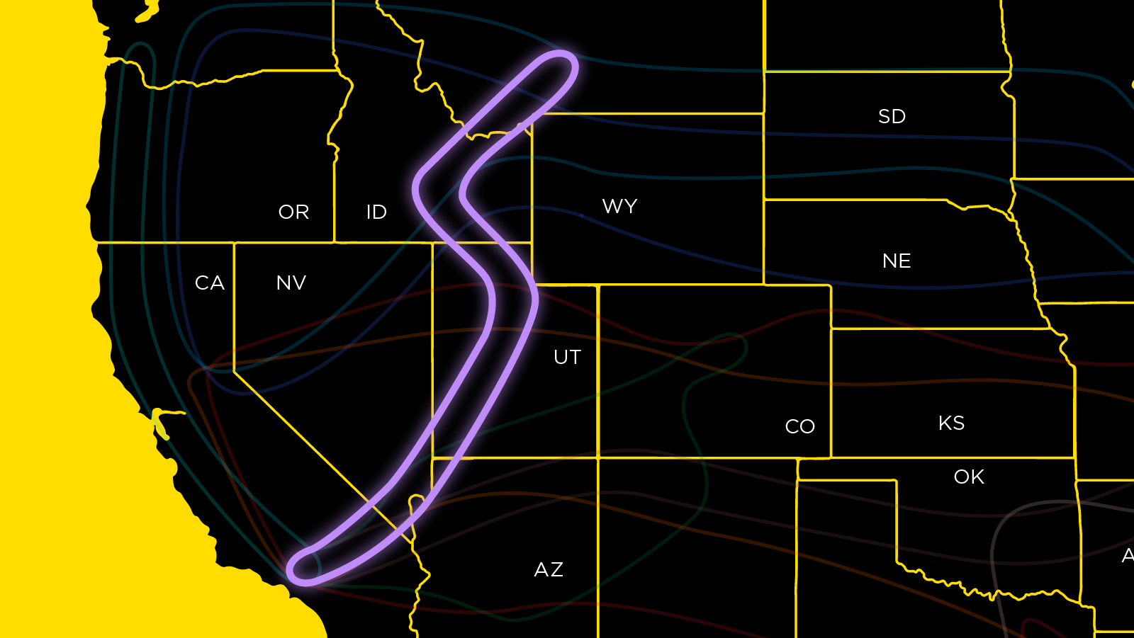 Fine art shipping route connecting Los Angeles Salt Lake City Bozeman and Mountain West