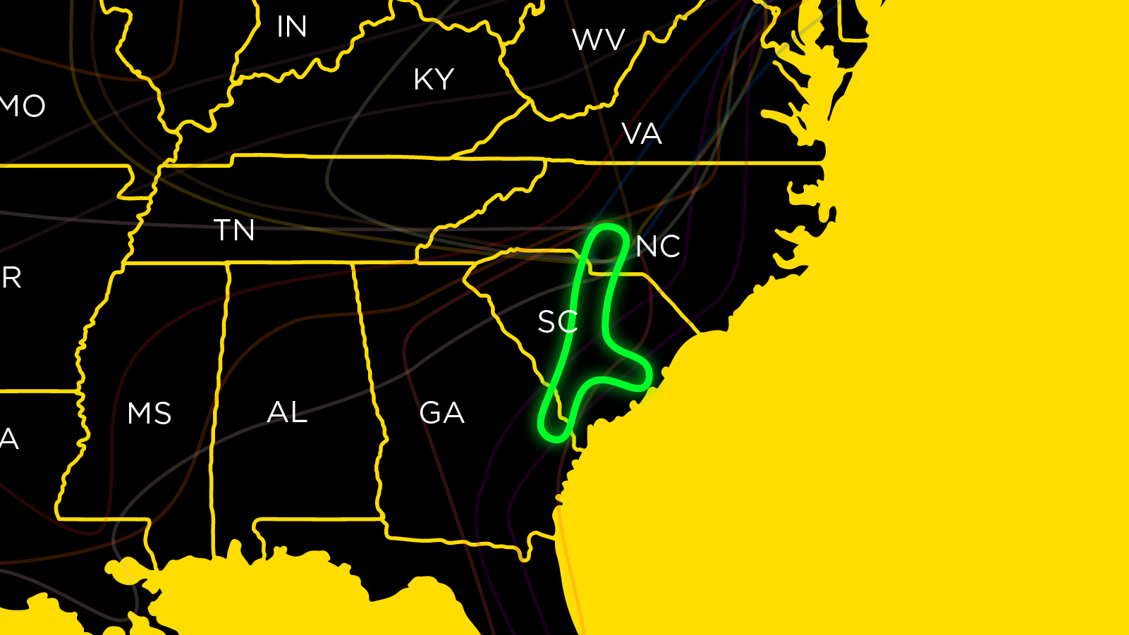 Fine art shipping route connecting Charlotte Charleston Savannah and coastal Southeast