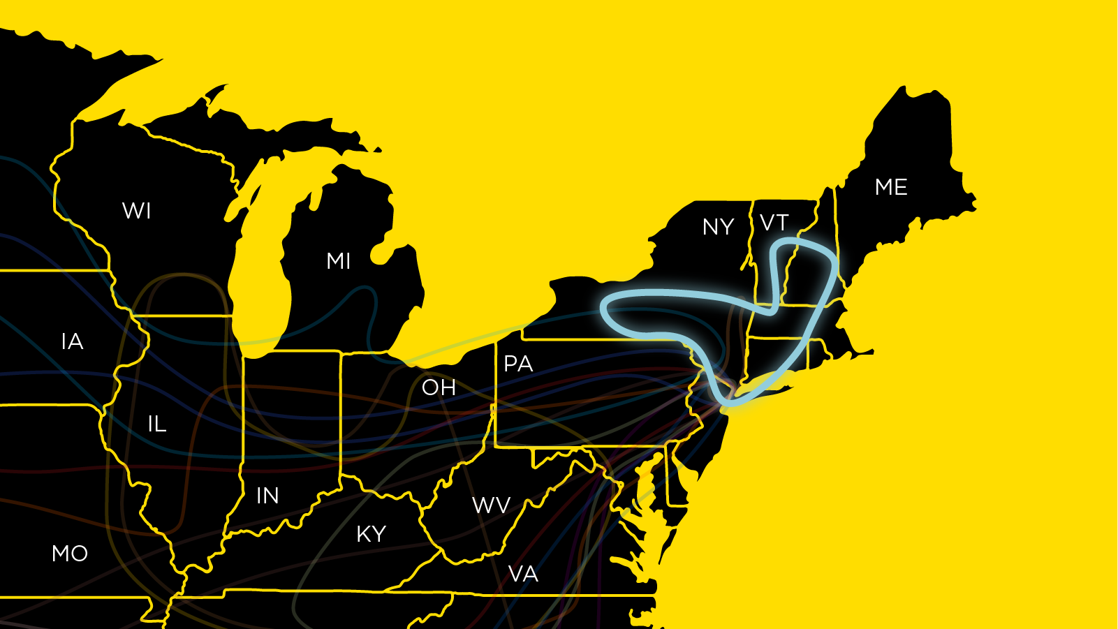 Fine art shipping route connecting New York Boston Albany and New England