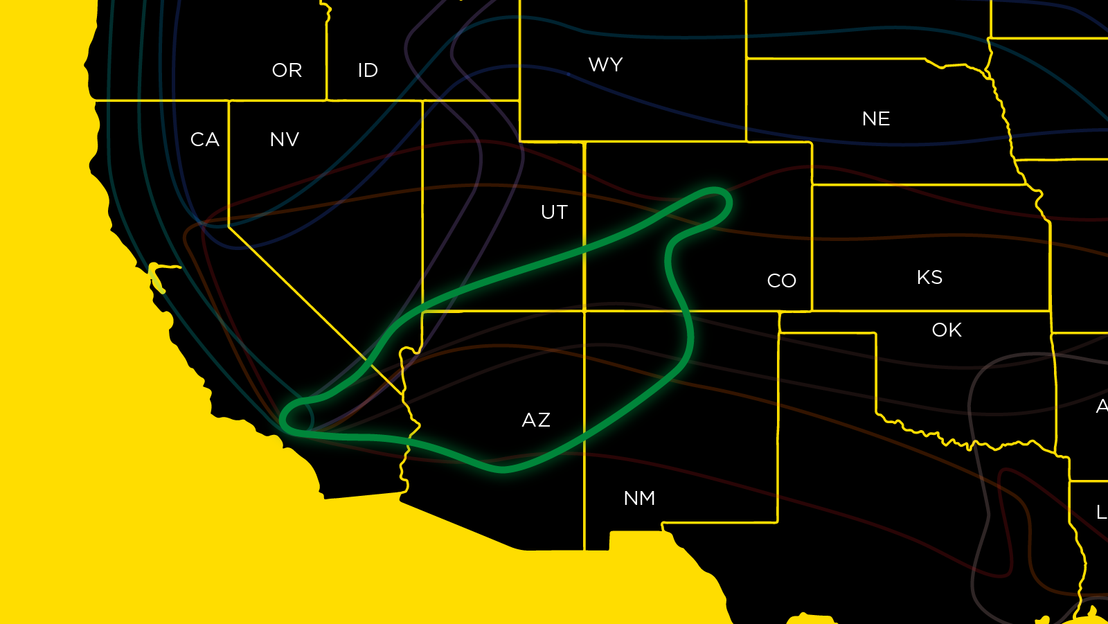 Fine art shipping route connecting Los Angeles Denver Santa Fe Phoenix and Southwest