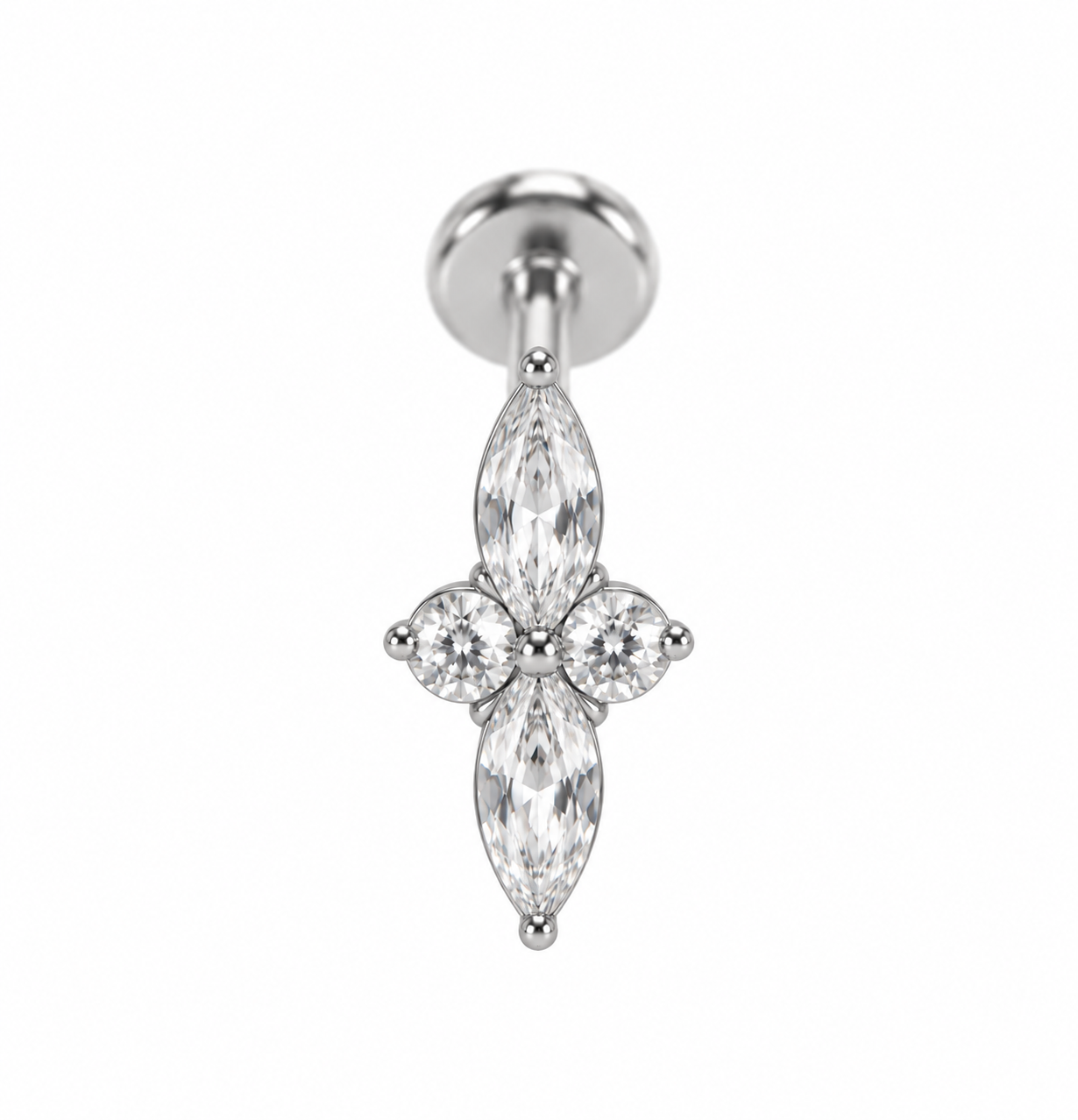 F136 Titanium Crystal Cross Silhouette Labret- 50