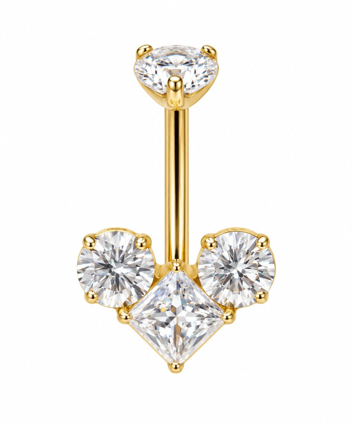 F136 Titanium Heart Crystal Navel- 04