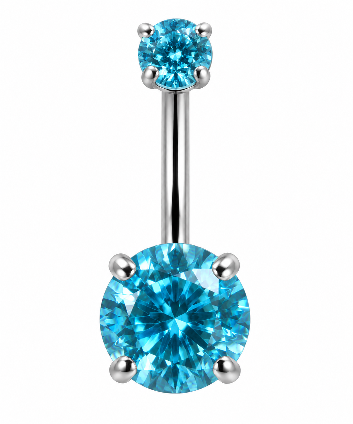 F136 Titanium Claw Classic Turquoise Crystal Navel- 07