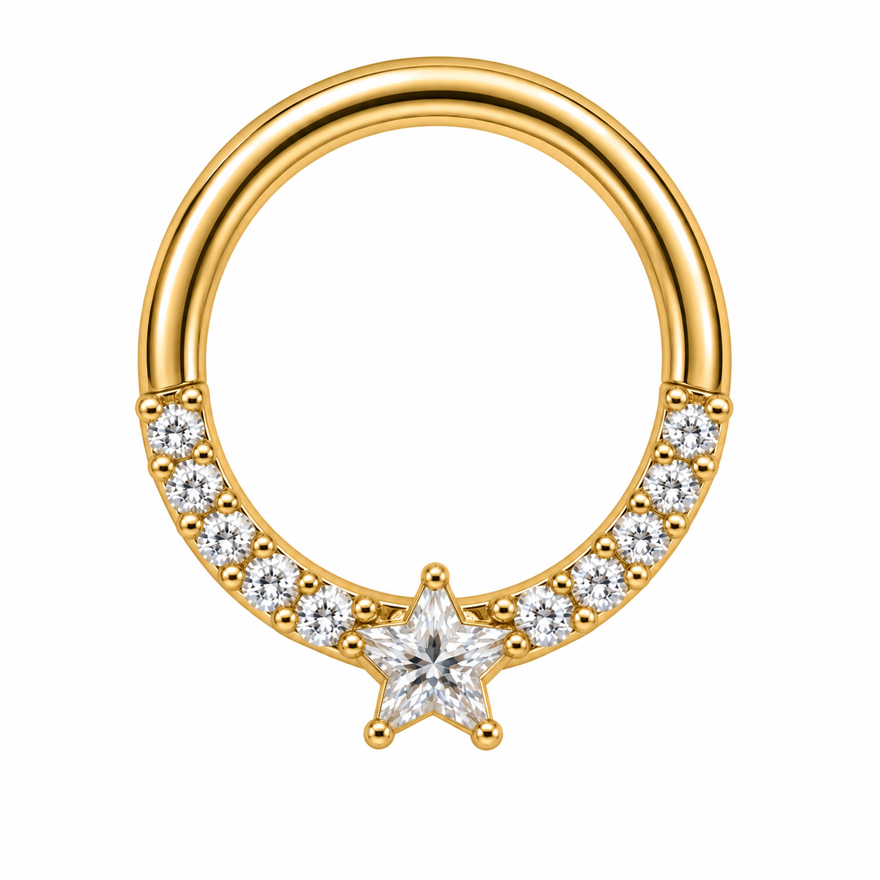 F136 Titanium Star Crystal Clicker Ring- 21