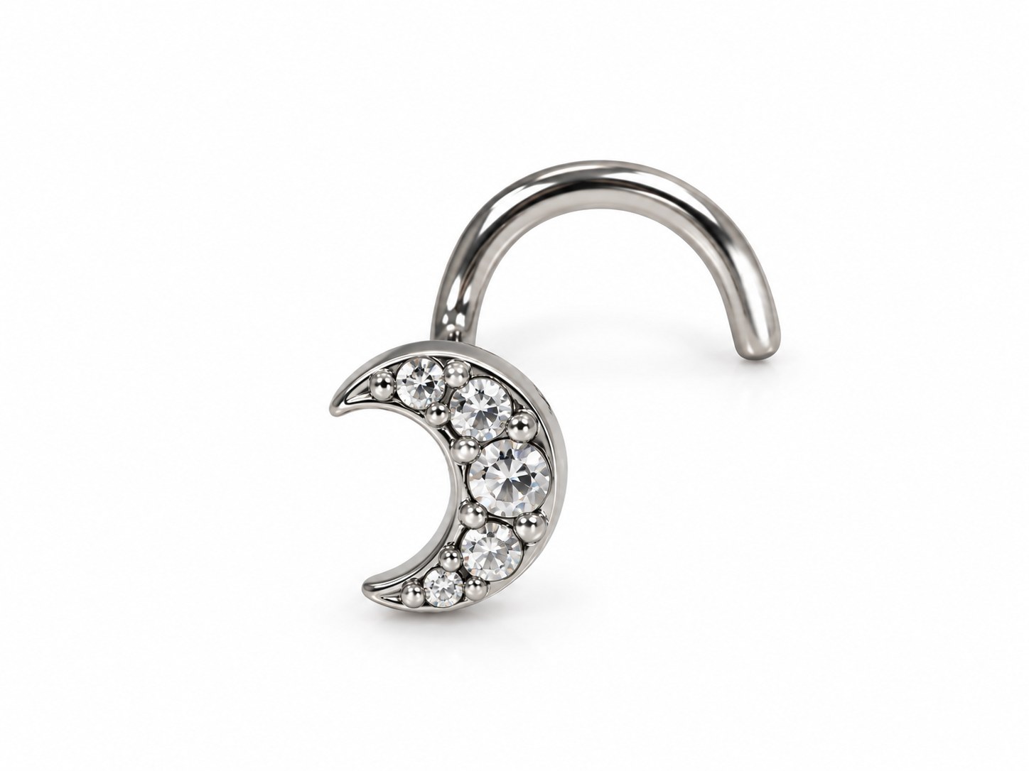 Surgical Steel Crystal Moon Nose Stud- 29