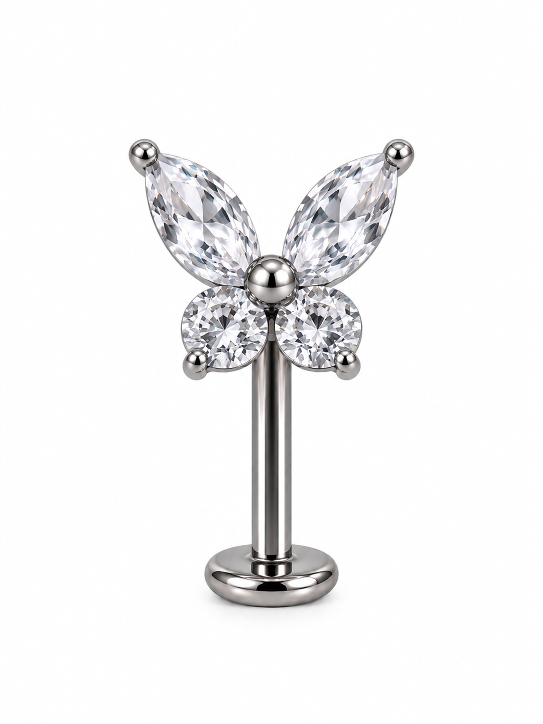 F136 Titanium Crystal Butterfly Curved Bar- 01
