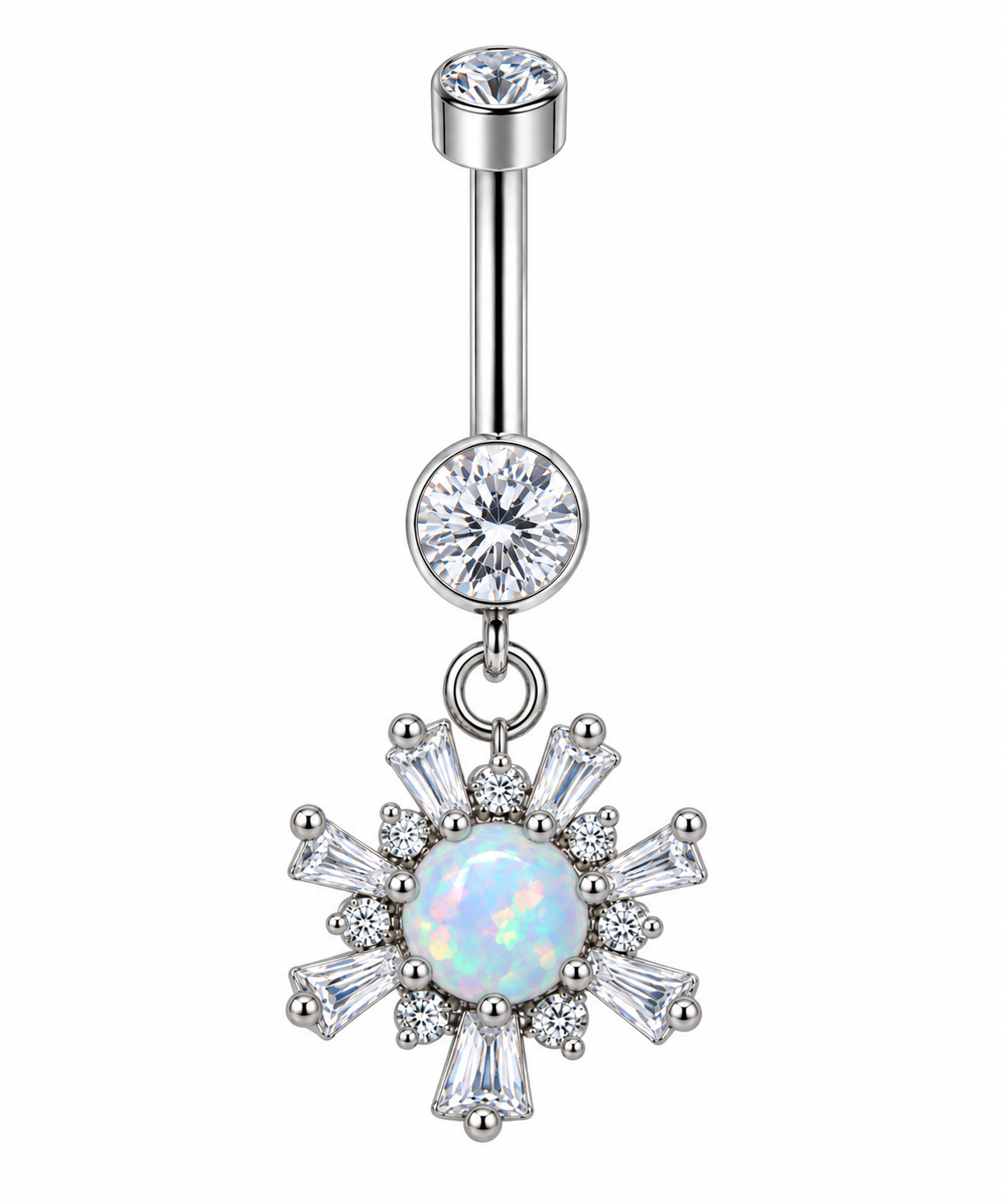 F136 Titanium Opal Flower Drop Navel- 05