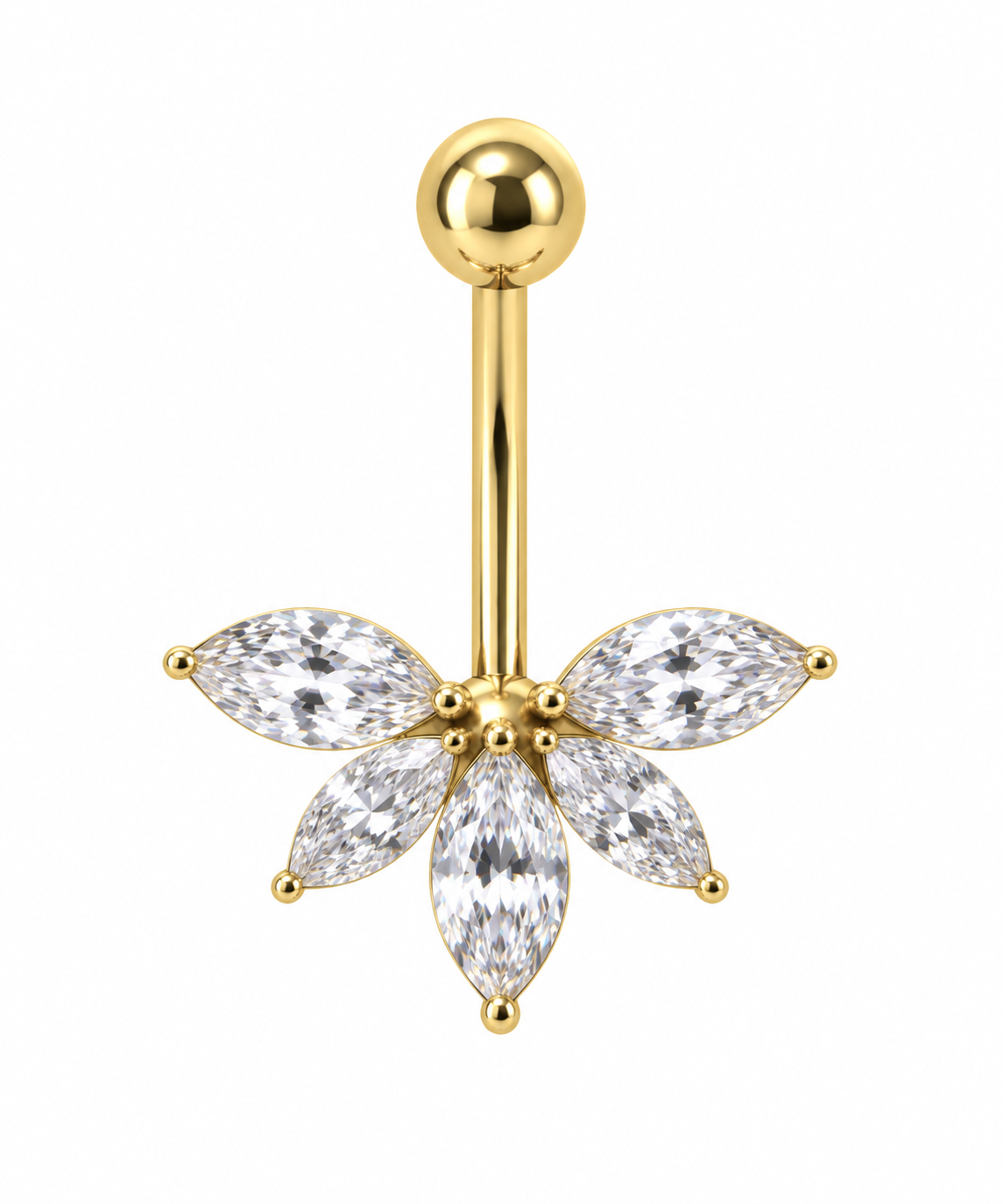 Surgical Steel Floral Marquise Navel- 01