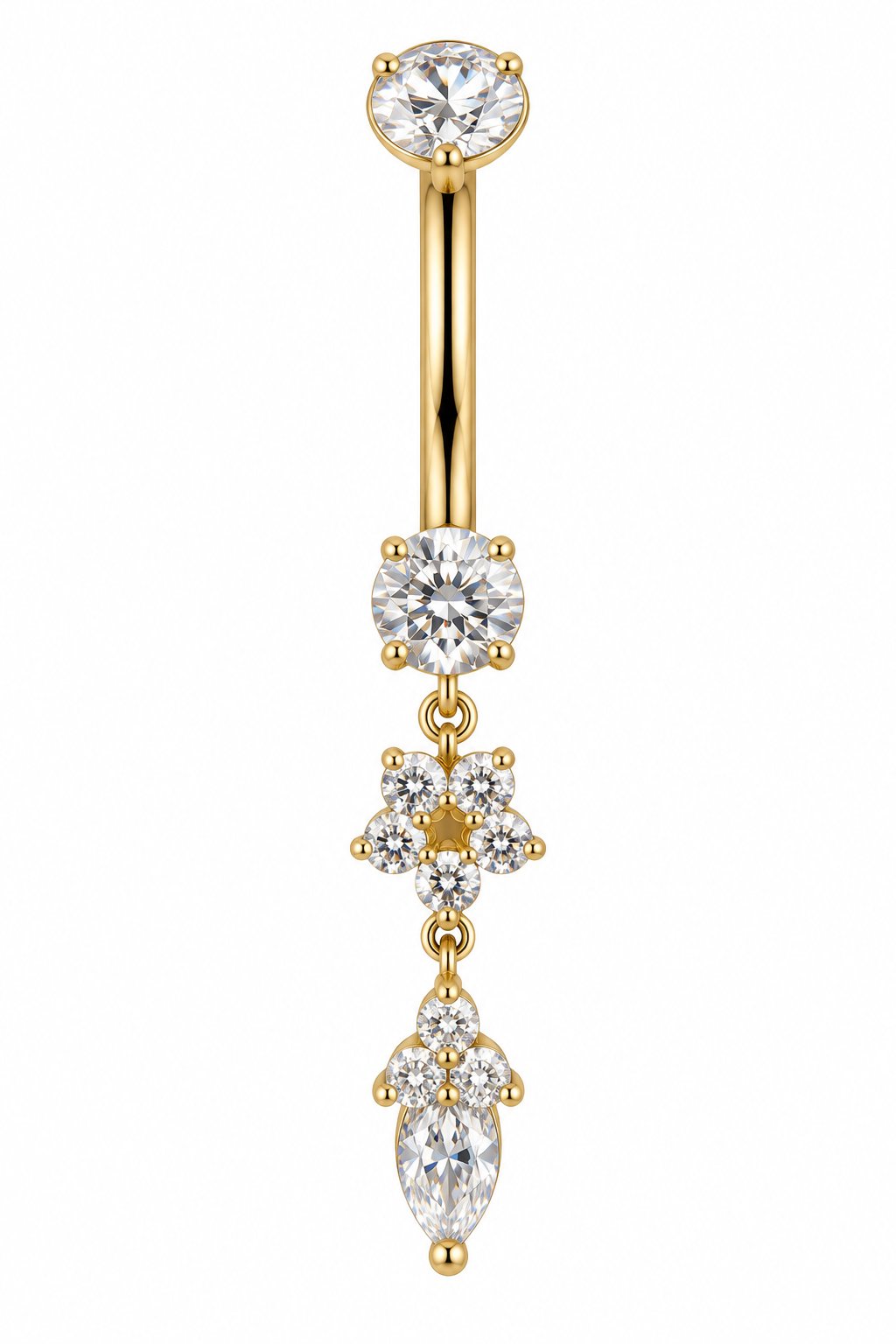 F136 Titanium Ornate Floral Drop Navel- 20