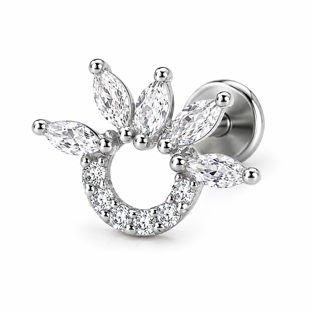 Surgical Steal Marquise Crystal Halo Labret- 62