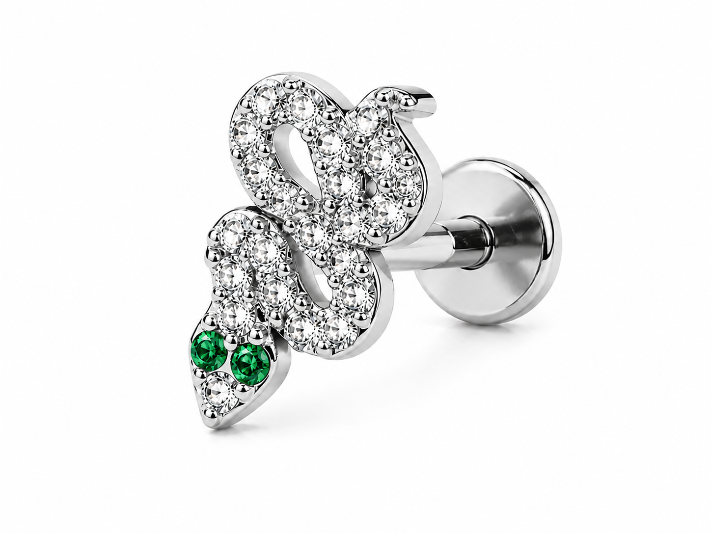 Surgical Steel Emerald Eye Snake Labret- 55