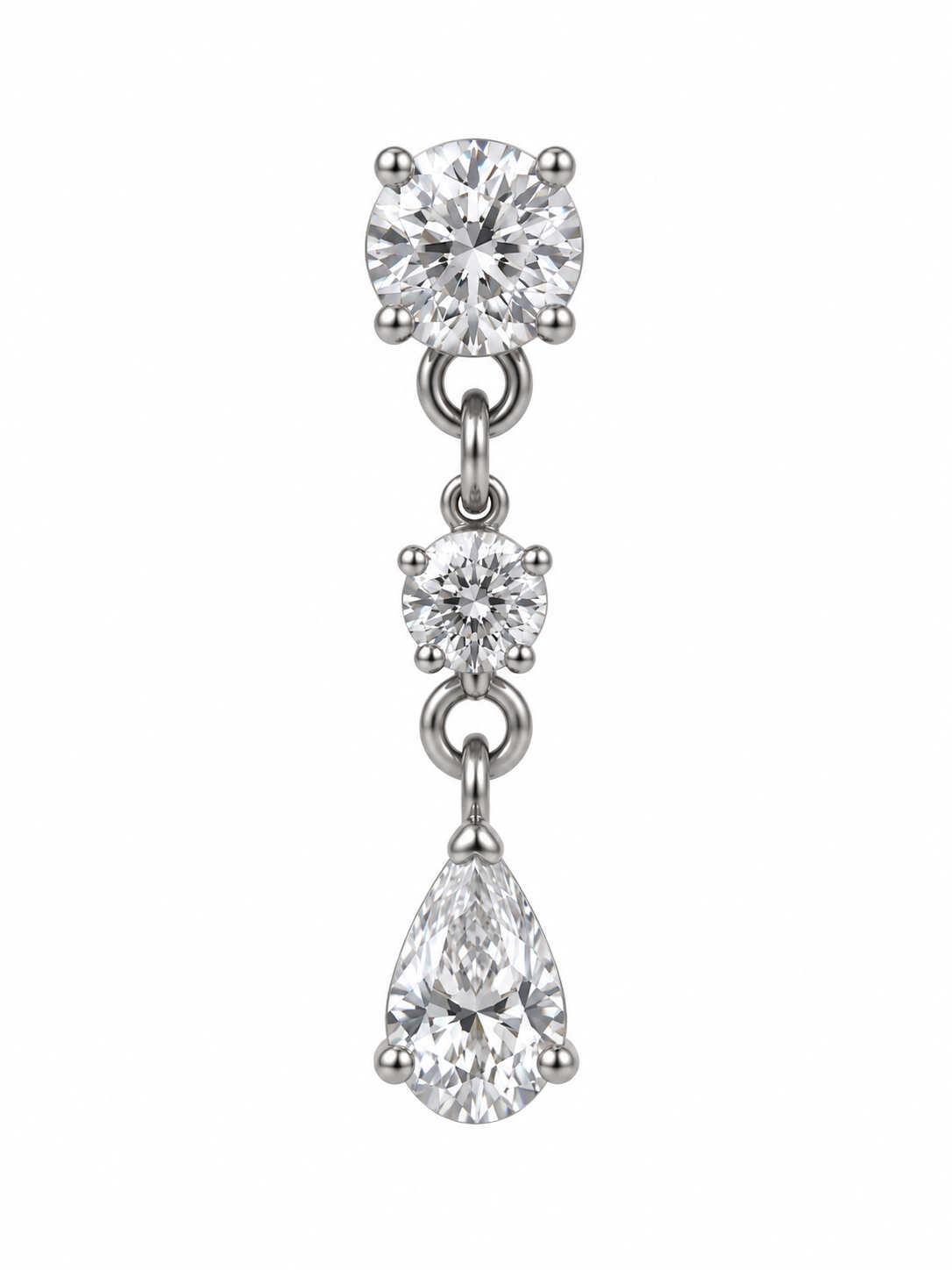 F136 Titanium Three-Crystal Drop Labret- 42