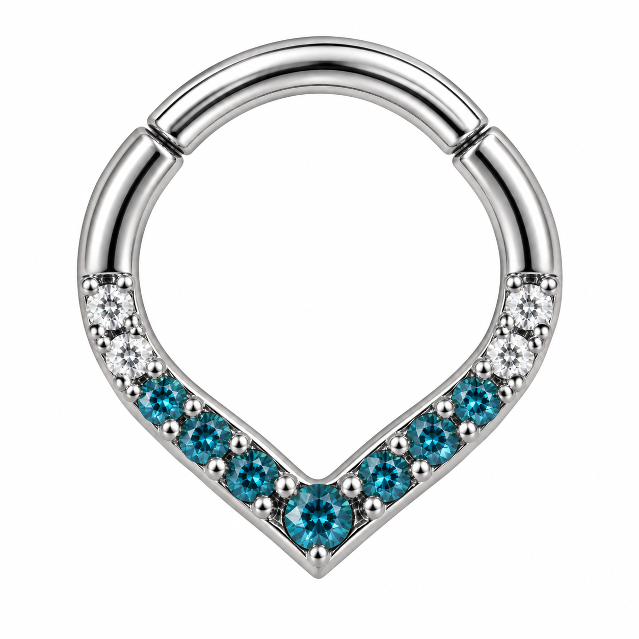 F136 Titanium Triangular Blue Crystal Ring- 3033