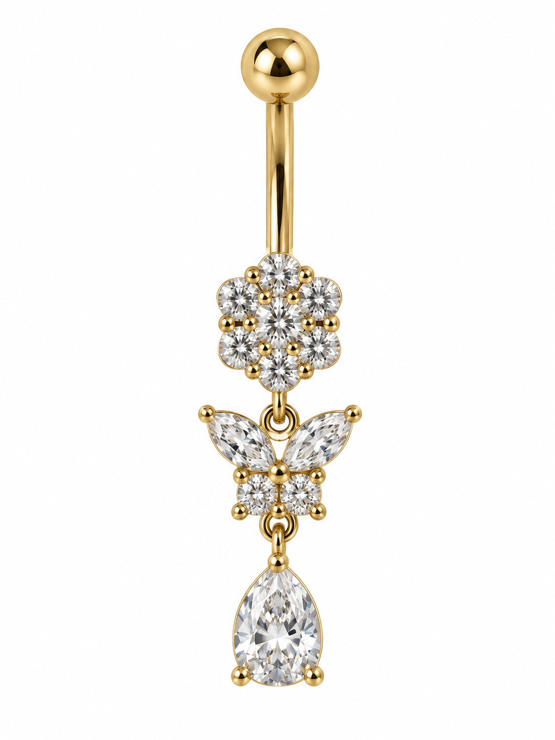 Surgical Steel Wildflower Drop Navel- 08