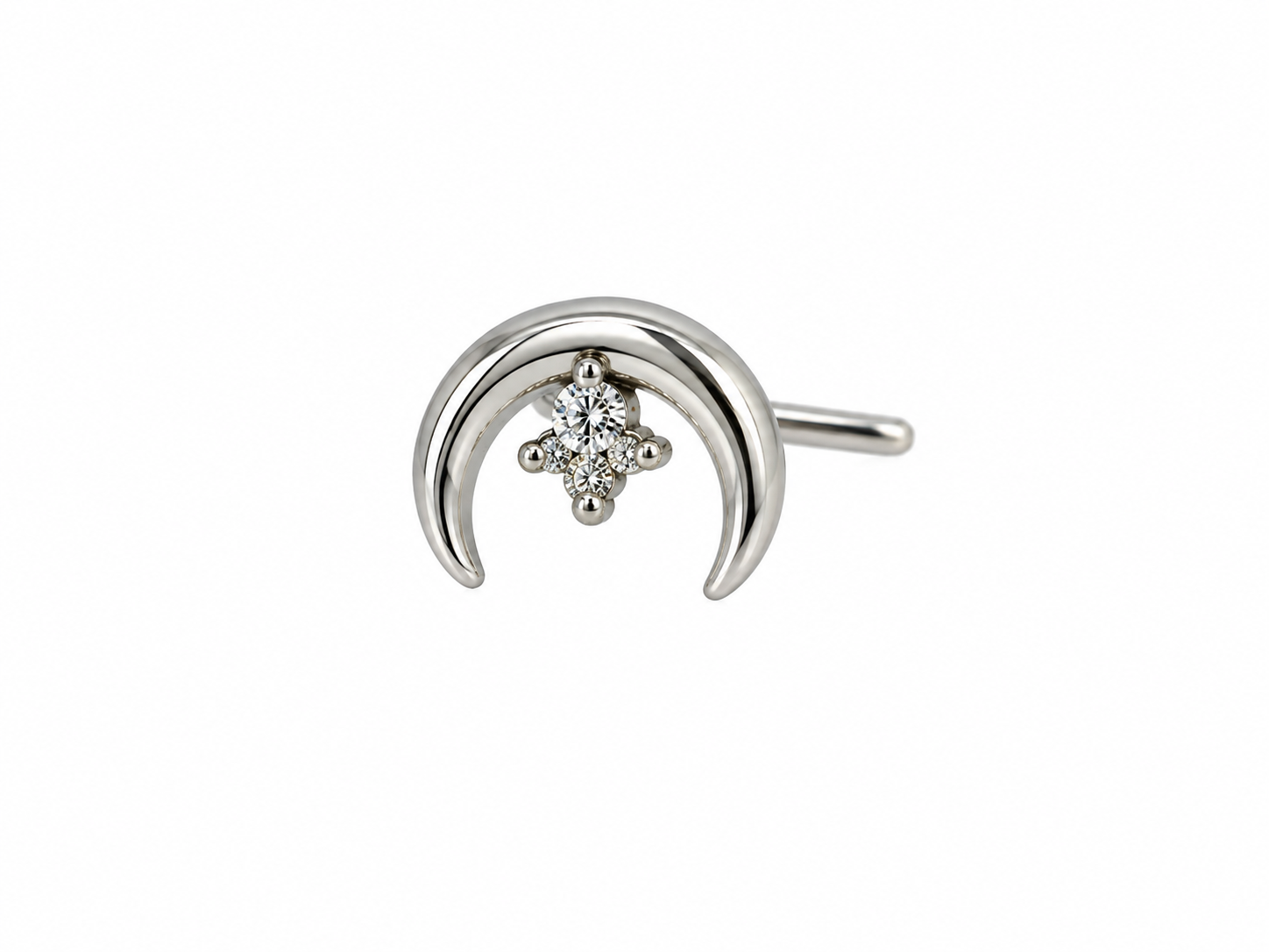 Surgical Steel Moon & Star Nose Stud- 37