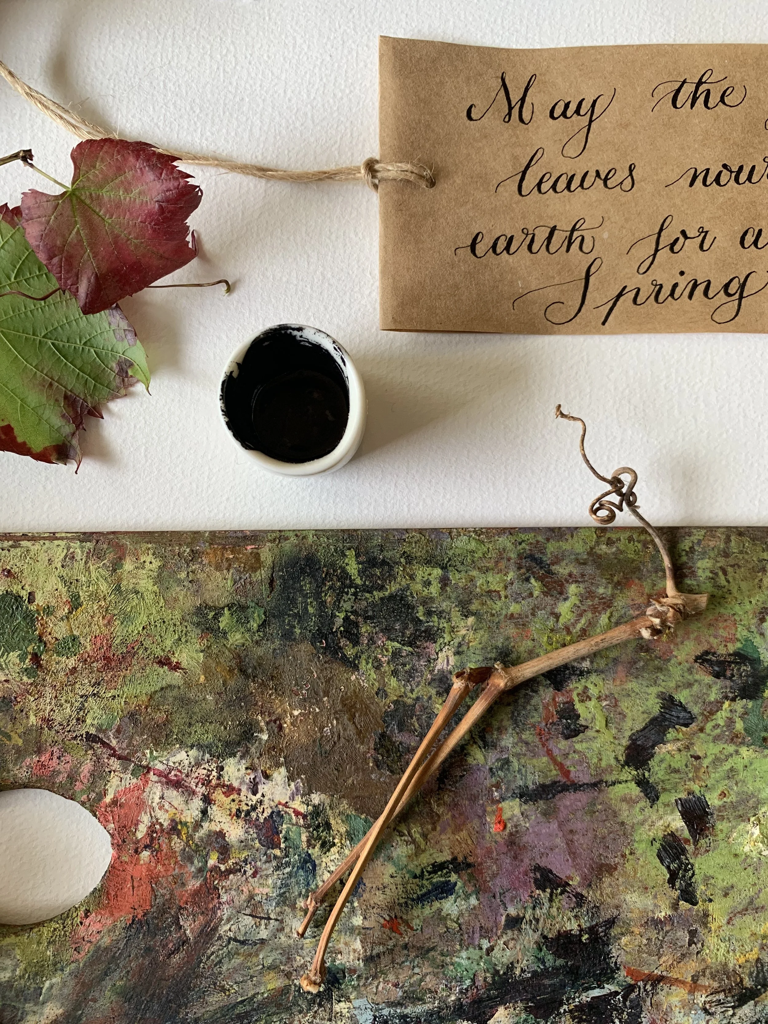 charcoal vine ink in the making 