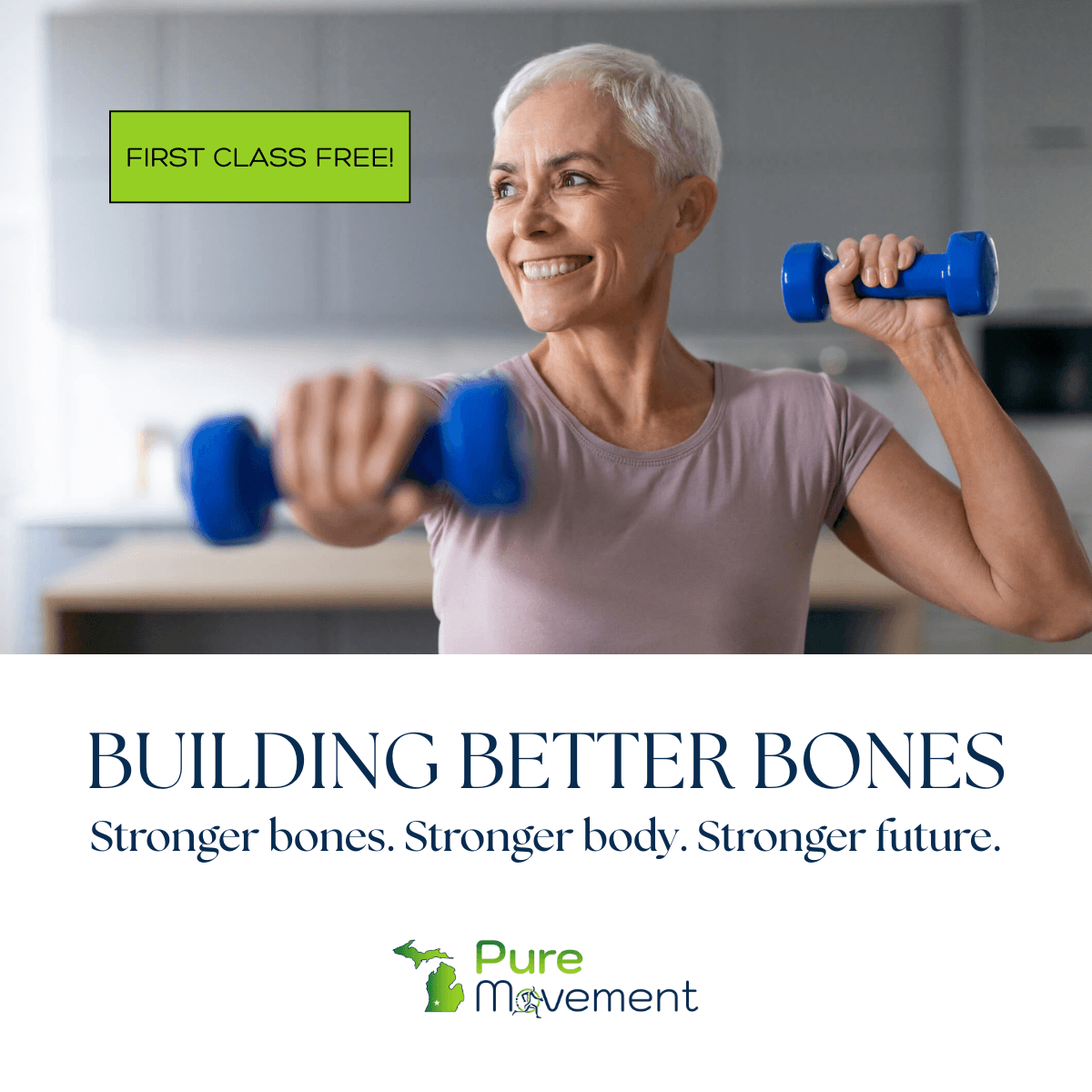 Free building better bones class at Pure Movement for seniors bone density balance training