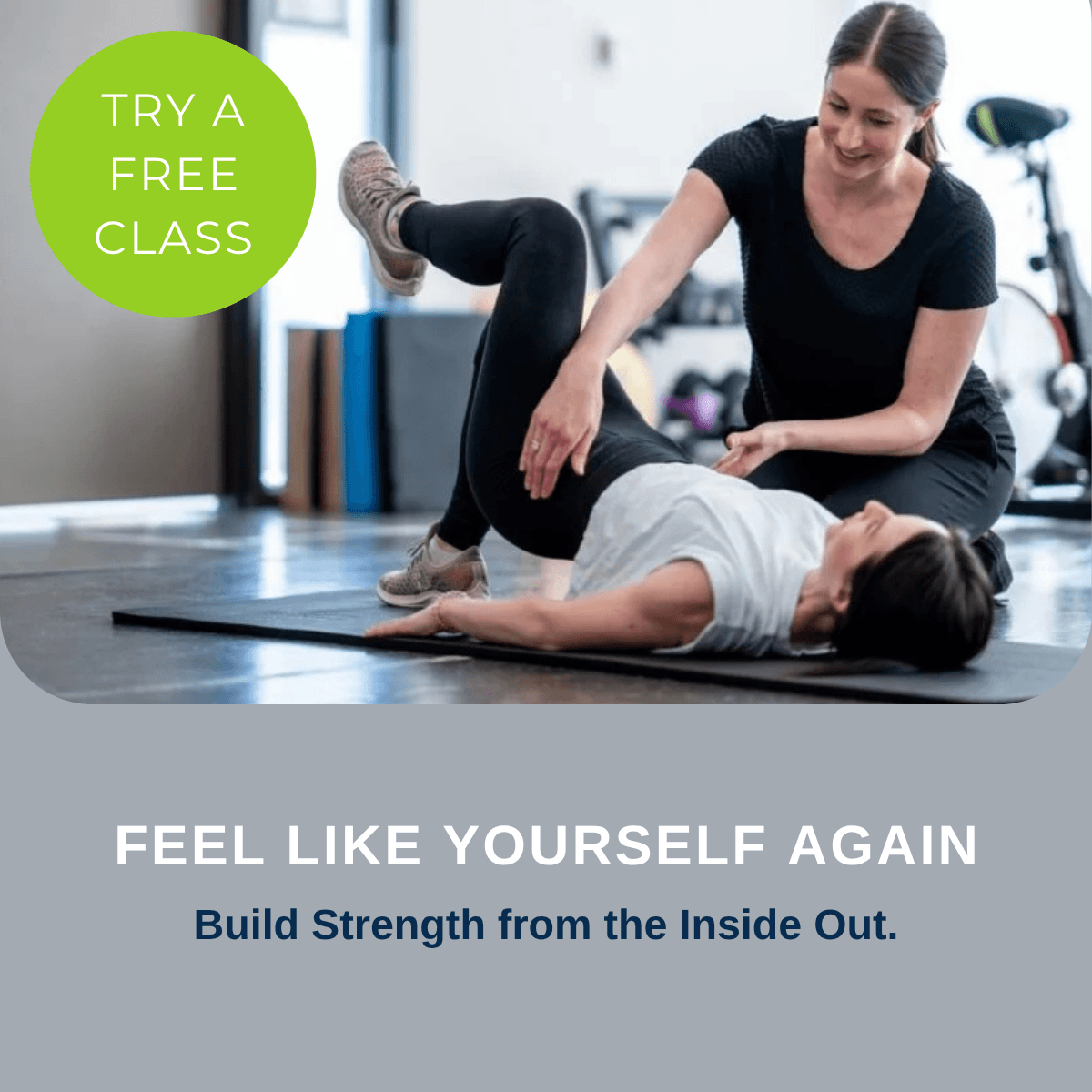 Free breathe stretch grow class at Pure Movement for pelvic floor, core, and strengthening.