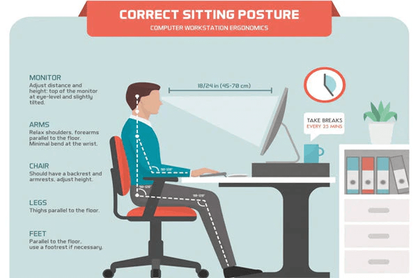 Proper sitting position to reduce pain for Portage, MI professionals