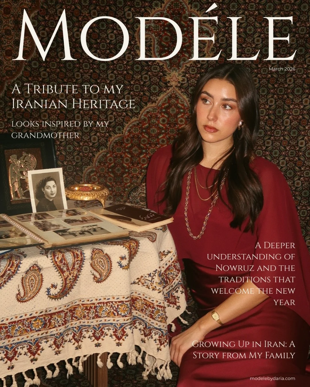 an issue that&rsquo;s dedicated to my heritage and my father&rsquo;s homeland. i am honored to be a part of culture that&rsquo;s so deeply rooted in family, education, tradition, resilience, and love. 🇮🇷

explore at modelebydaria.com &hearts;️

#ir