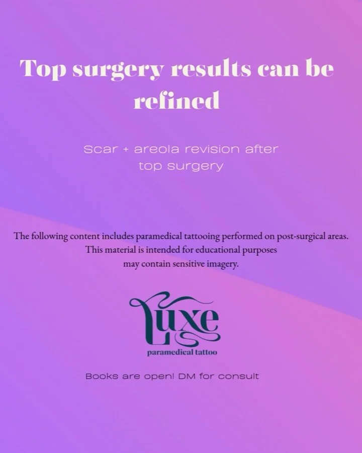 Swipe➡️Post-surgical irregularities in shape and color of the areola are common after top surgery, especially when healing includes both raised, lighter scar tissue and darker incision lines.

In this case, we focused on softening contrast, improving