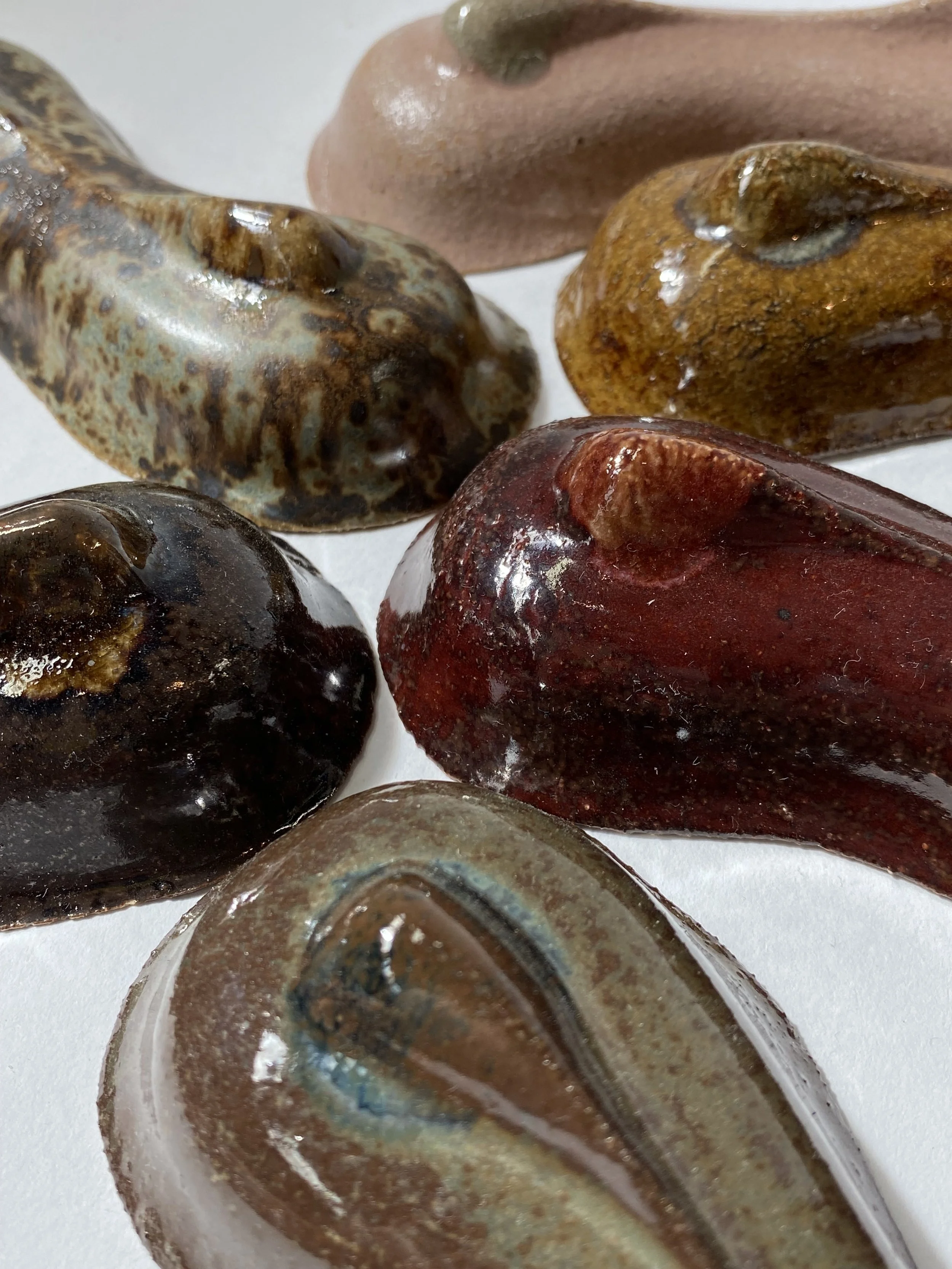 Reduction fired glaze tests, ceramic stoneware, 2025