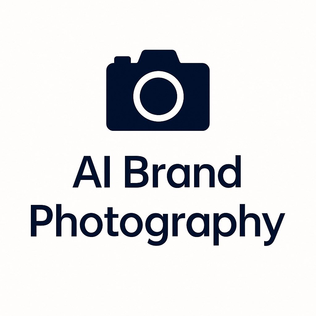 Icon of a camera with the words "AI Brand Photography" underneath