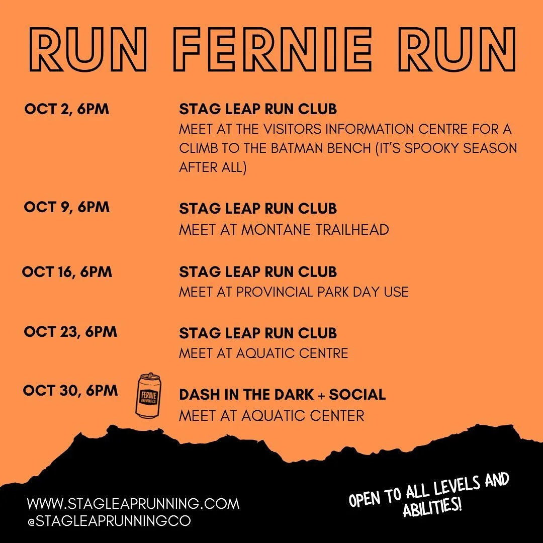 Meeting points for spooky season!
Get your costumes ready for Dash in the Dark- Scavenger Hunt Edition Thursday Oct 30!
#runfernierun