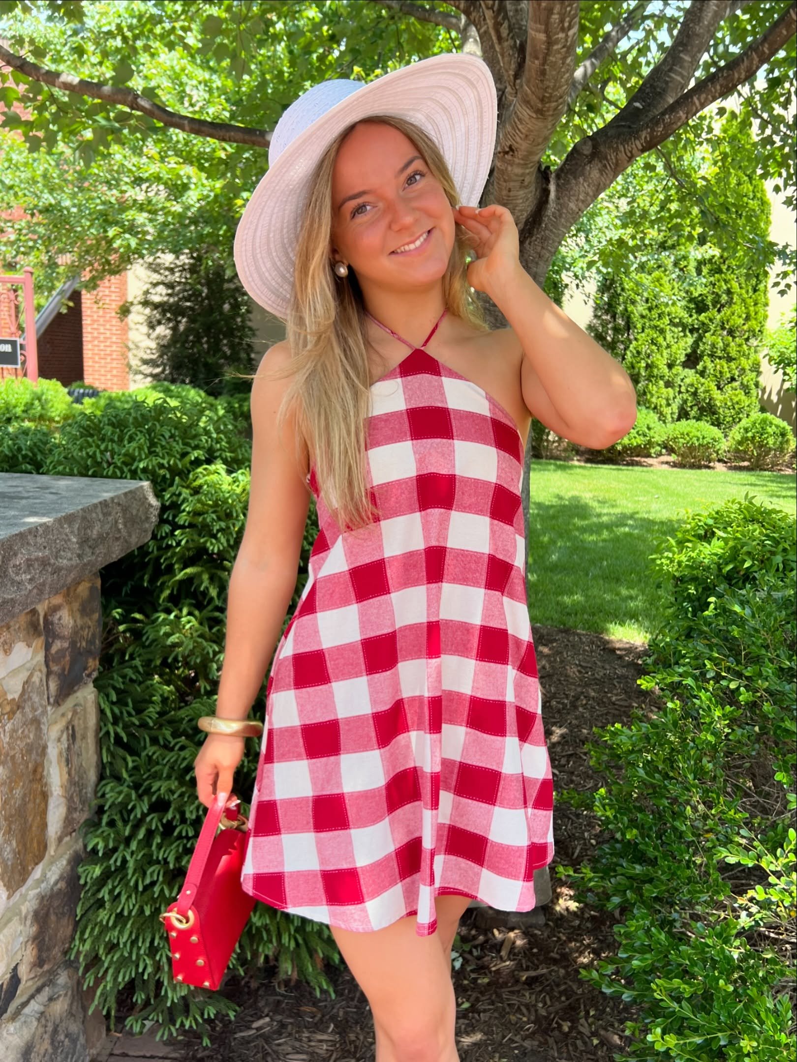 Picnic-perfect and party-ready🧺🍓🍒
This gingham halter dress/romper is the statement piece your summer wardrobe has been waiting for! 
(Available in Red, Navy &amp; baby blue)