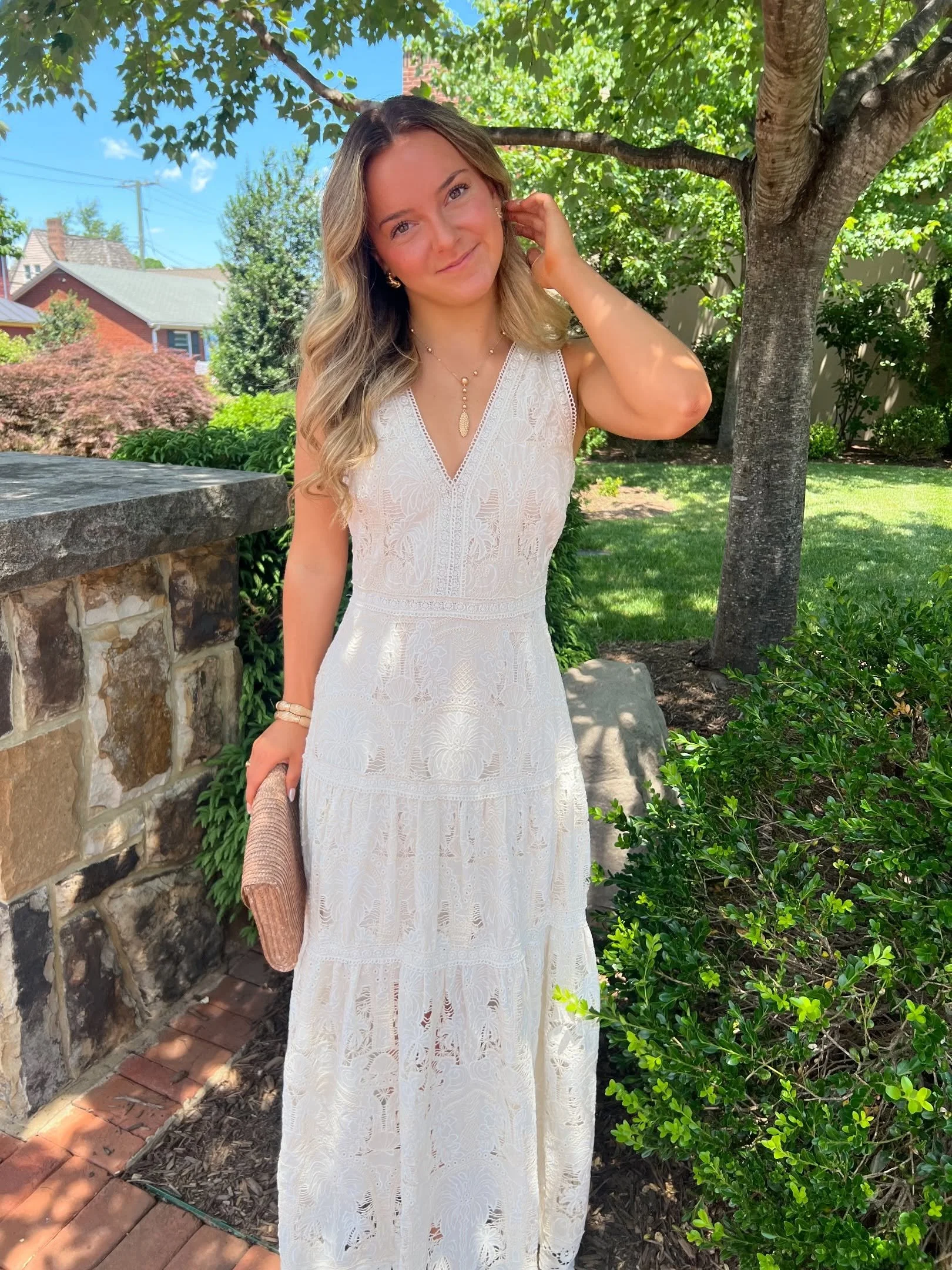 Picture this&hellip; cobblestone streets, seaside dinners, fresh flowers, and golden hour🌞

This lace maxi brings all the European summer charm&hellip;no passport required✈️ Whether you&rsquo;re headed on vacation or simply dressing up for a special