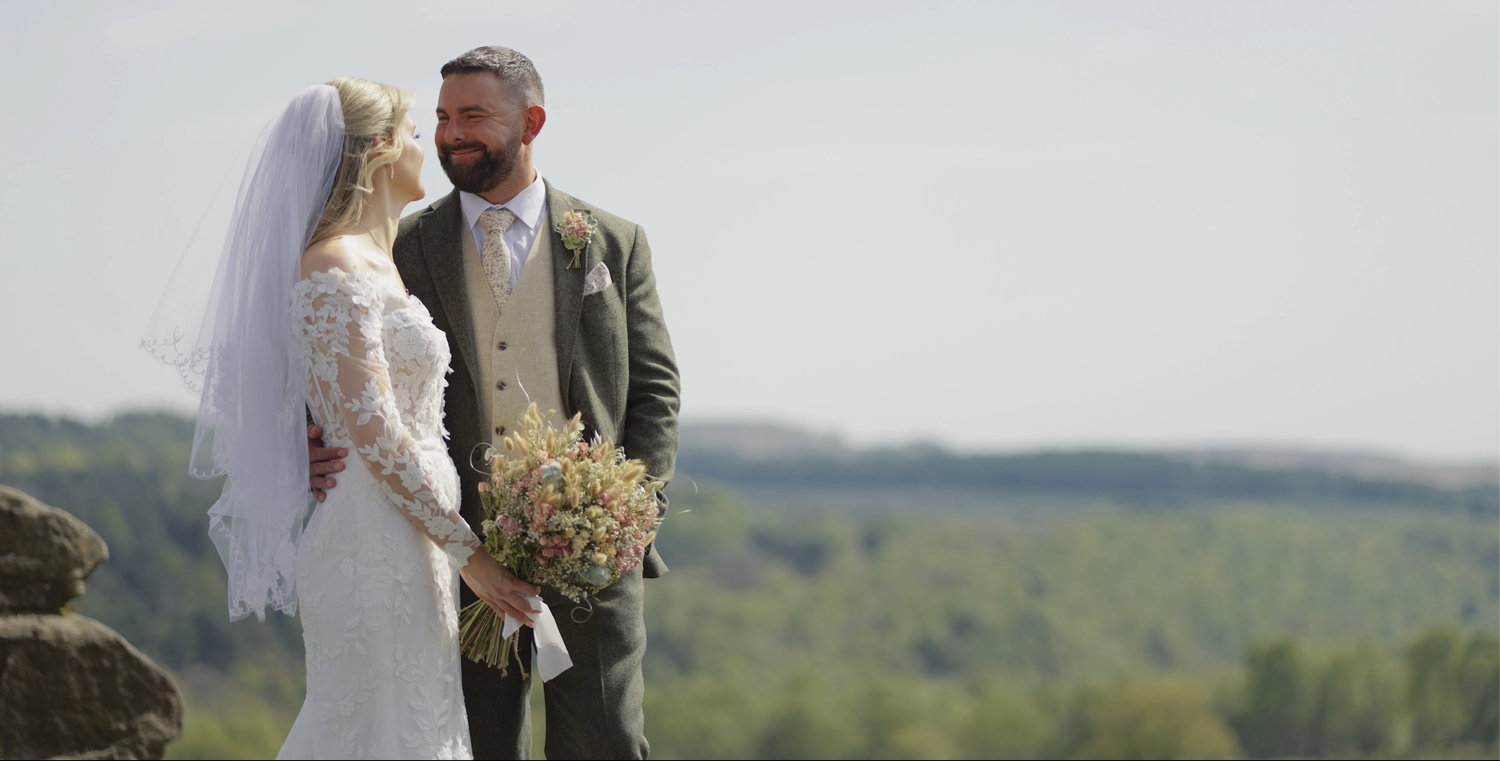 Amy and Phil on their wedding day at The Maynard