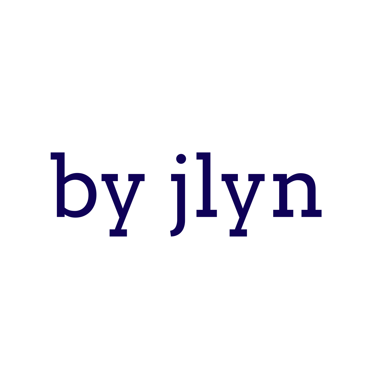 Image with the text 'by jlyn' in dark blue font on a white background.
