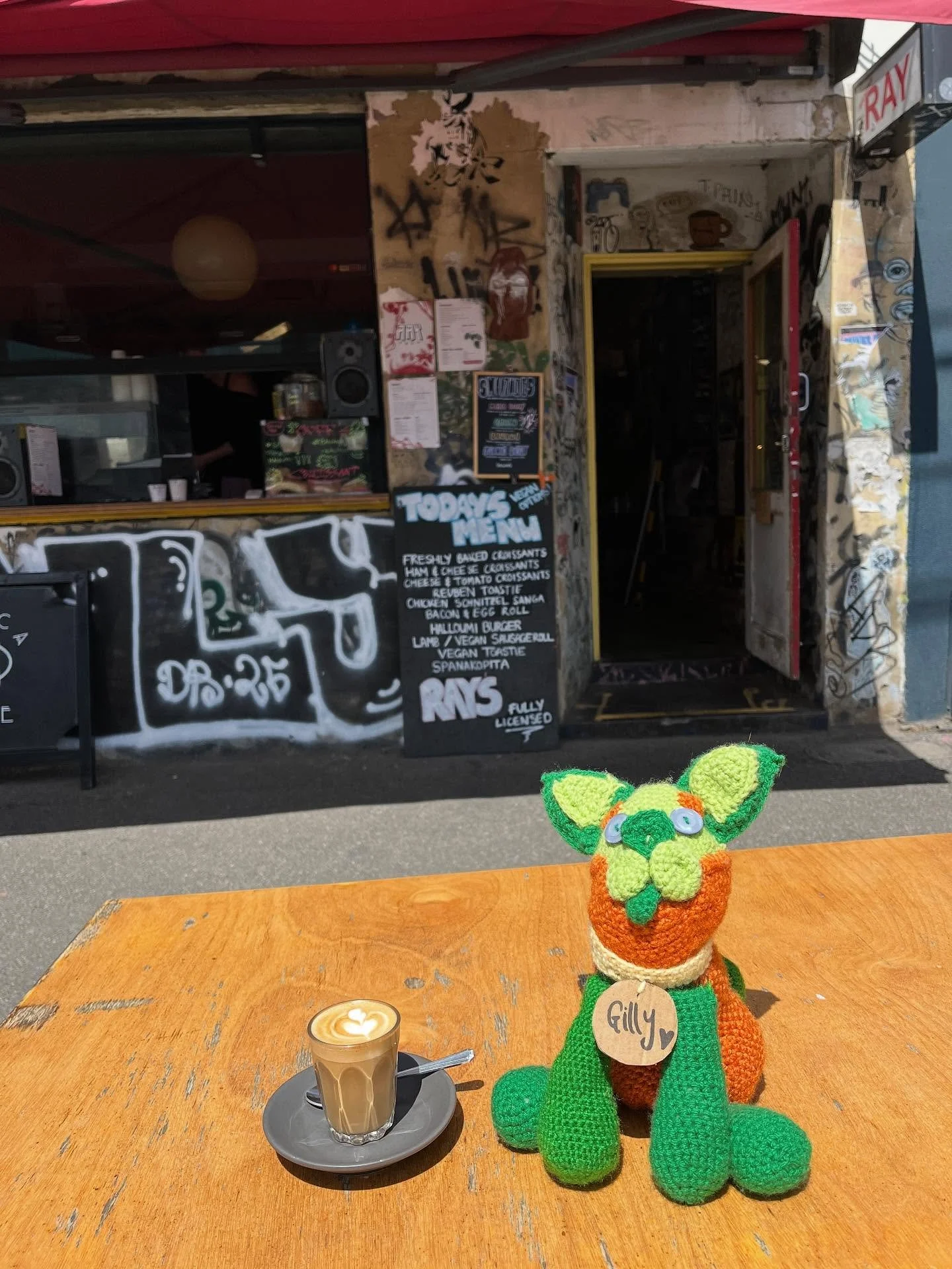 Gilly enjoying @atomicacoffee with the girls @cafe_ray_brunswick before heading to her forever home 💗

Has anyone else made it into the sun today? 

#smlbiz
#livelaughlove
#mrworldwide 
#crochetart 
#brunswick