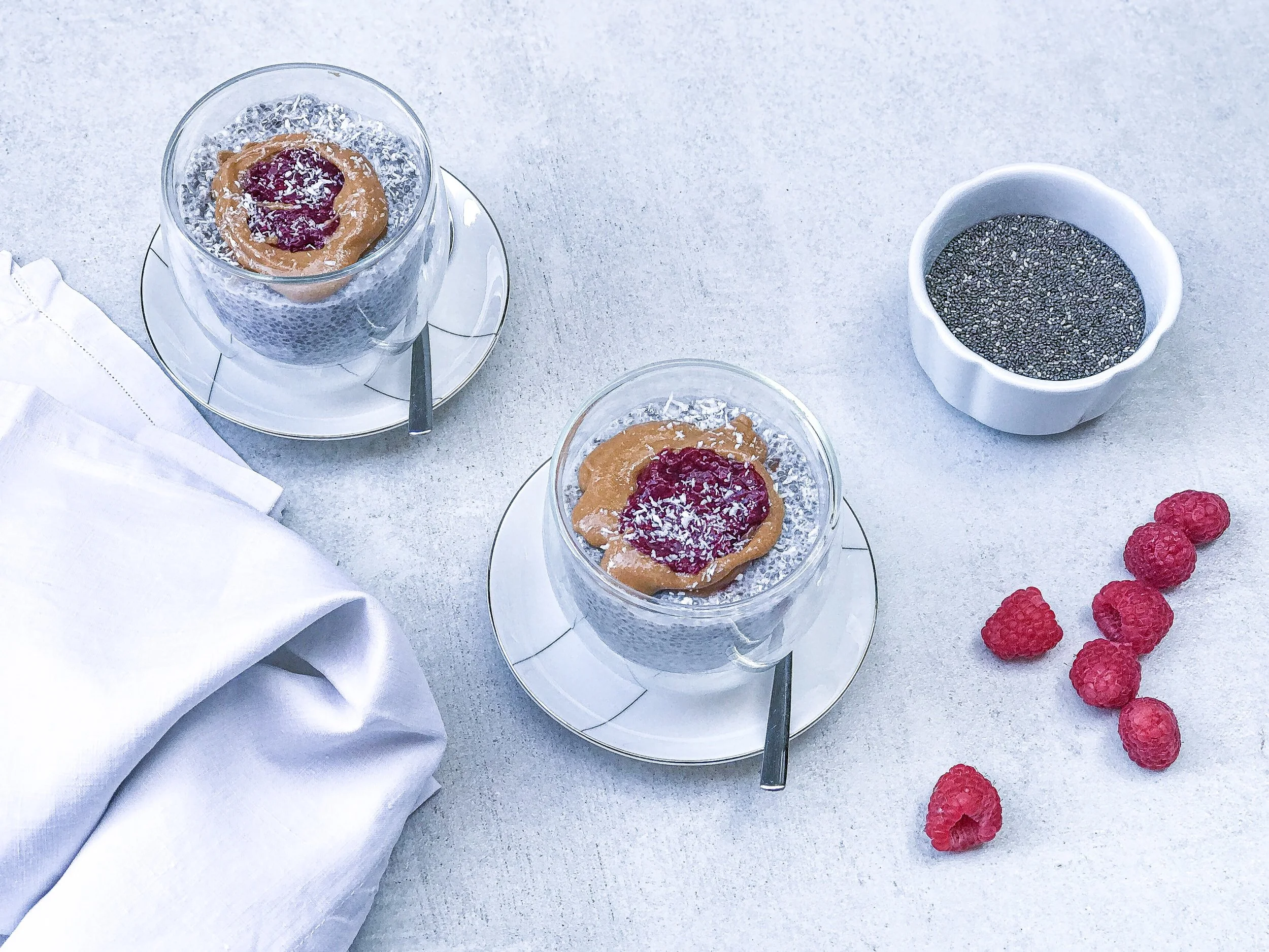 Chia Pudding with Raspberry Coulis
