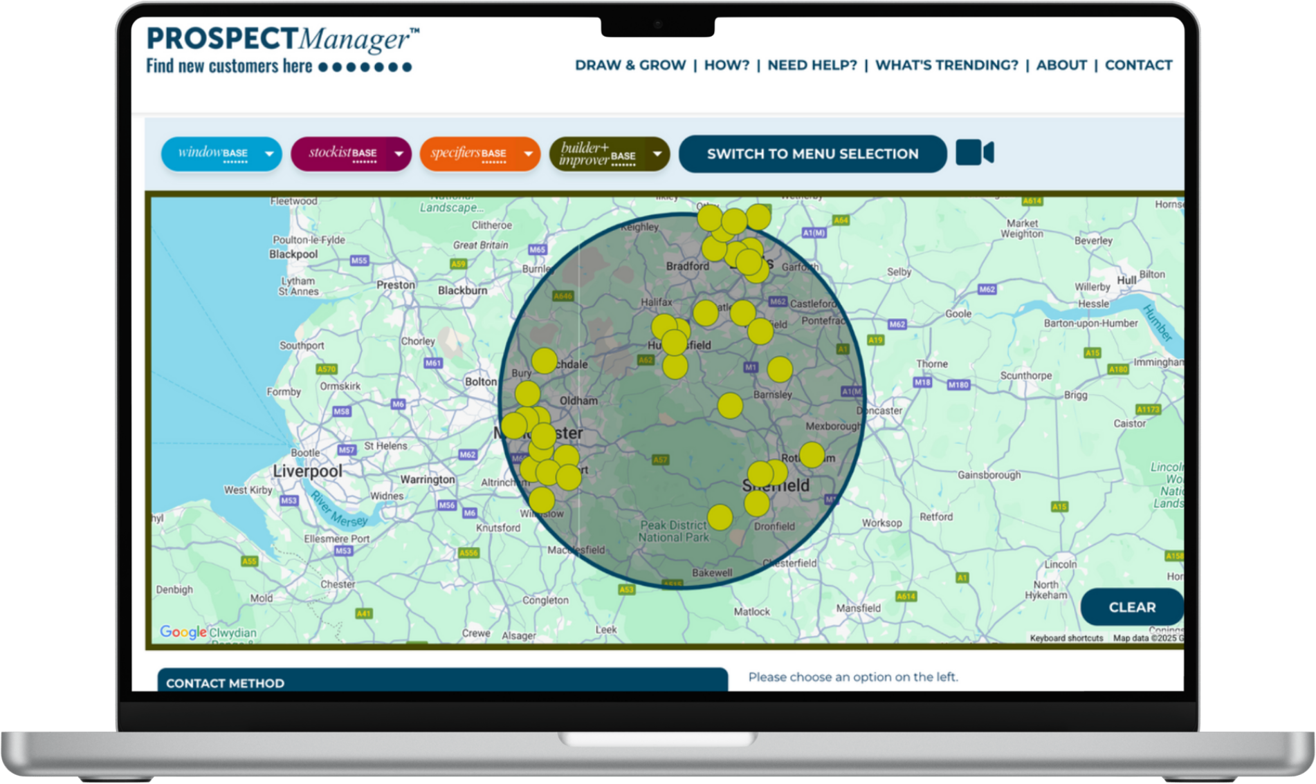 Prospect Manager Draw & Grow in action on a laptop computer