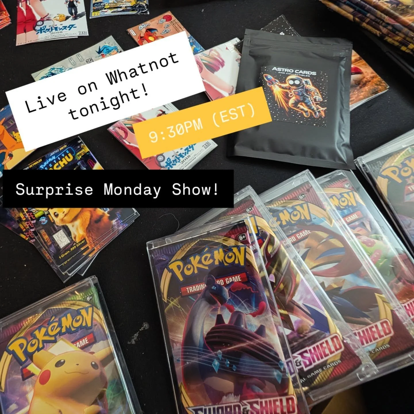 We're back from Tulsa Trading Card Con (@cardsandmoretour) and we've got a Monday show this week instead of our regularly scheduled Tuesday programming! 
Come hangout and see what cool pickups we got in Tulsa and get some sword and shield pack art se