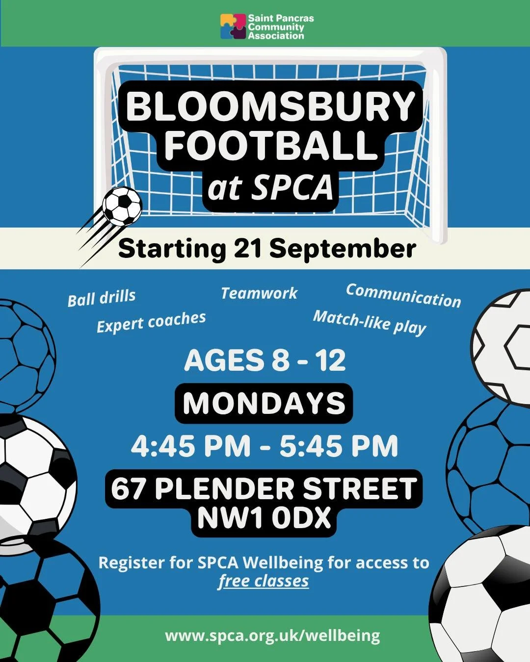 Ready for some footie?⚽

We're excited to welcome back Bloomsbury Football for our weekly classes!

Training Sessions keep football fresh and fun for all players. Expect lots of on the ball drills to improve football skills, communication and teamwor