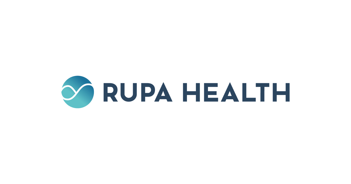 Rupa Health logo with a circular icon of a stylized DNA strand in shades of blue.