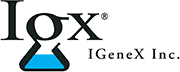 Logo of IOX I GeneX Inc. with a stylized blue and black icon