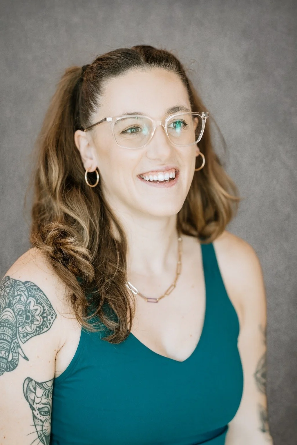 A young woman smiling